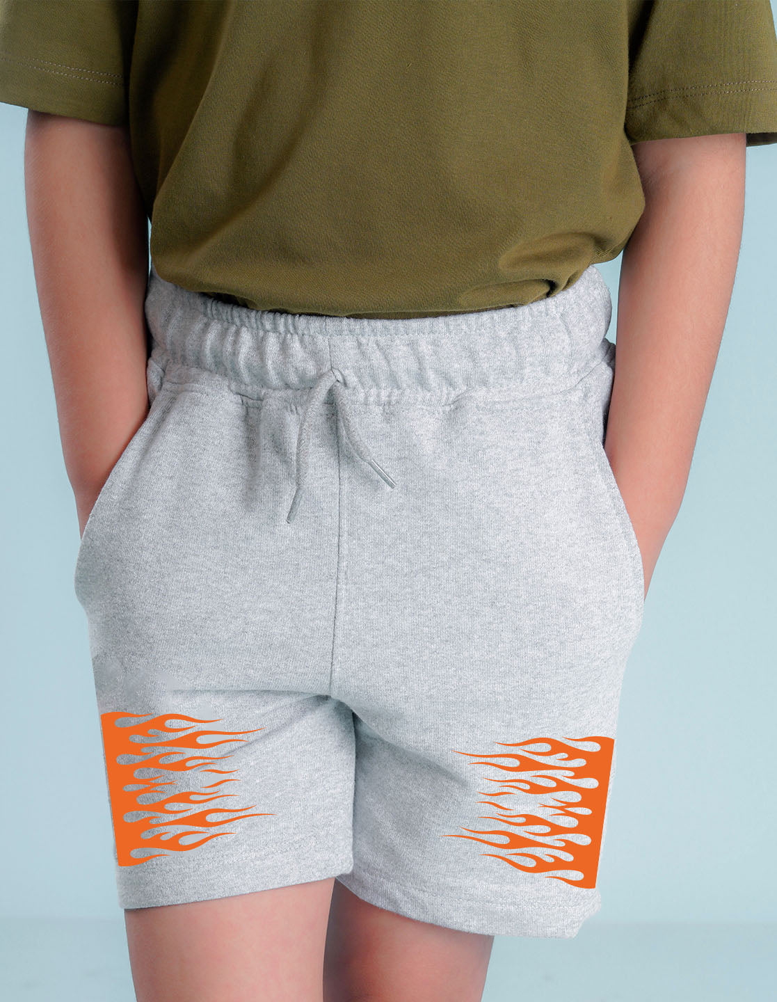 Nusyl Boys Grey Flames Printed Shorts