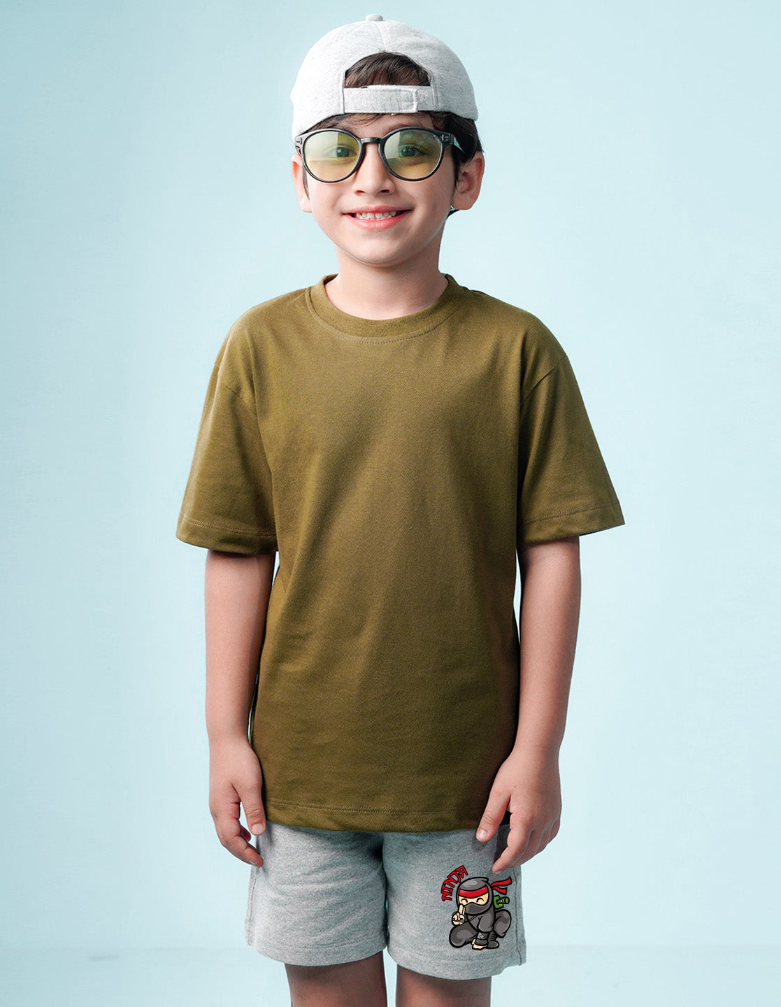 Nusyl Boys Grey Ninja Text Printed Shorts