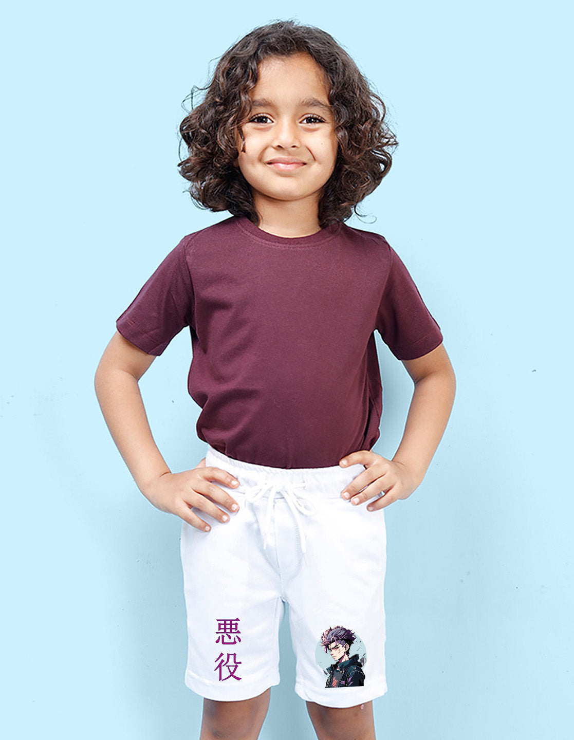 Nusyl Boys White Jujutsu Kaisen Printed Shorts