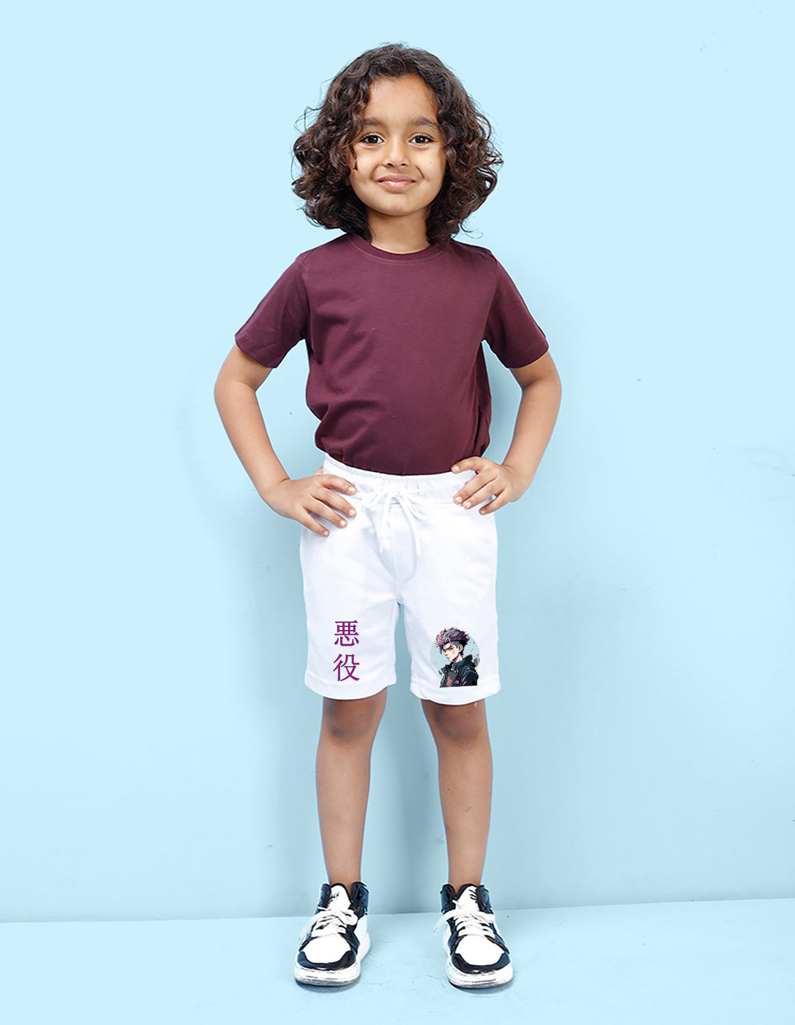 Nusyl Boys White Jujutsu Kaisen Printed Shorts