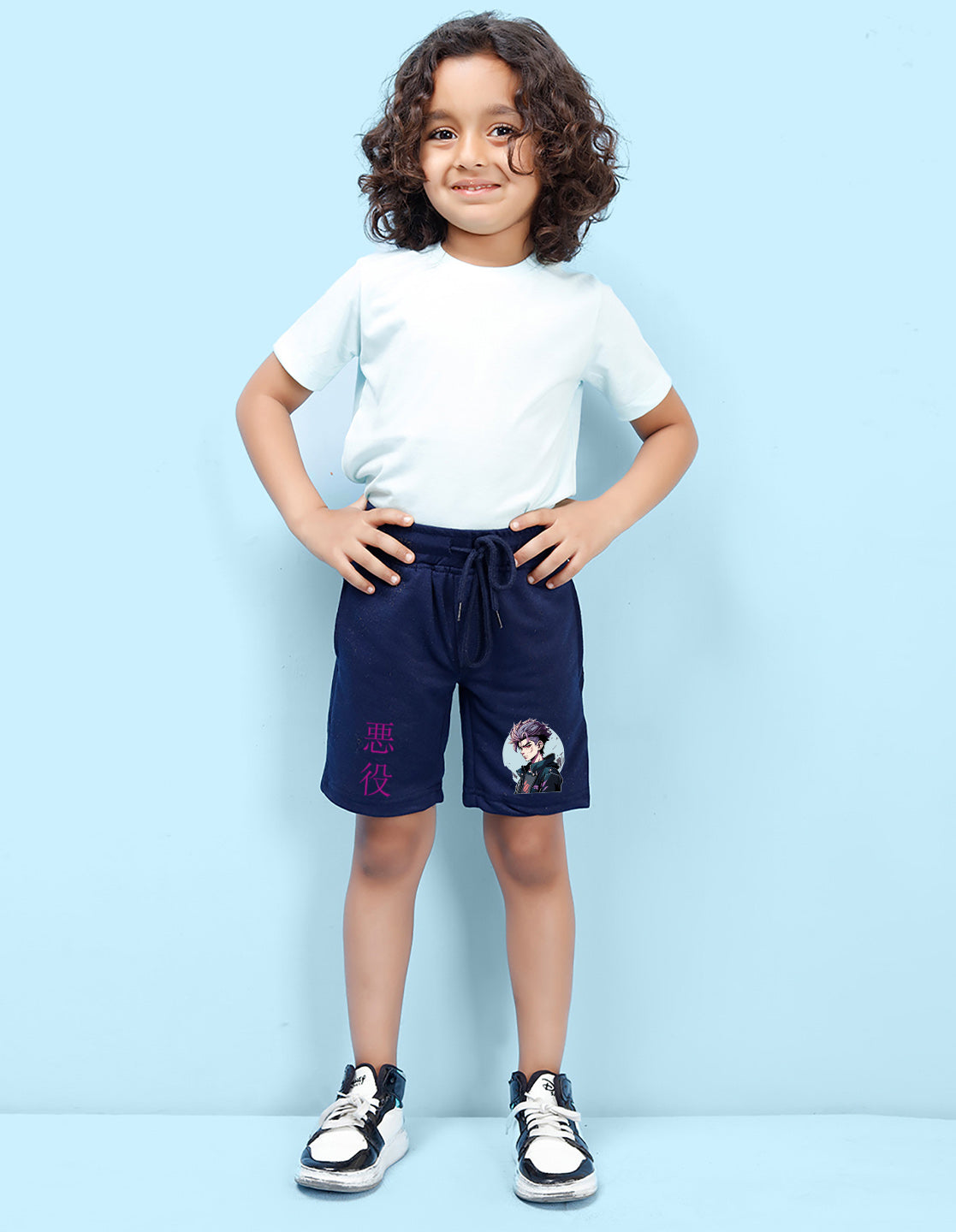 Nusyl Boys Navy Blue Jujutsu Kaisen Printed Shorts