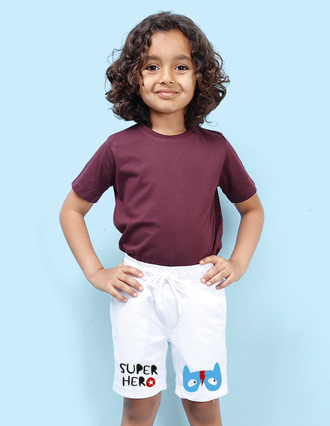Nusyl Boys White Super Hero Text Printed Shorts