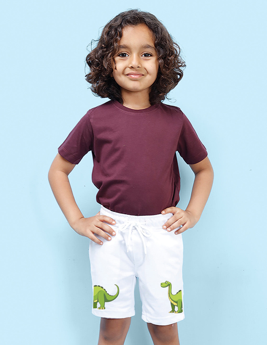 Nusyl Boys White Dinosaur Printed Shorts