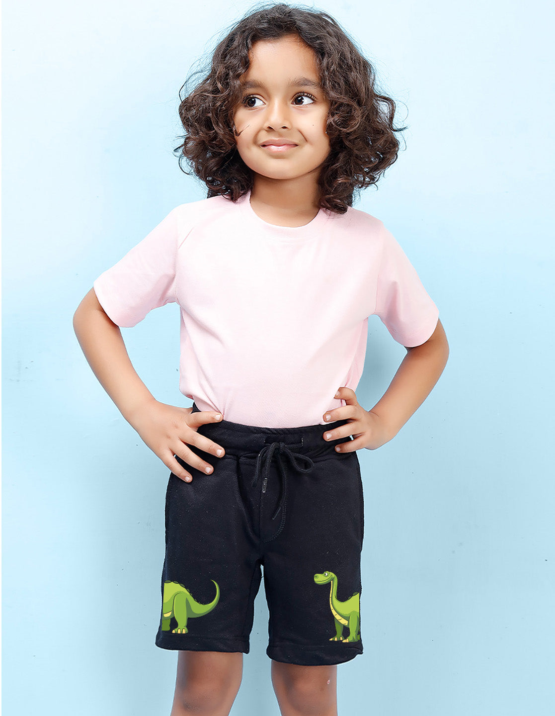 Nusyl Boys Black Dinosaur Printed Shorts