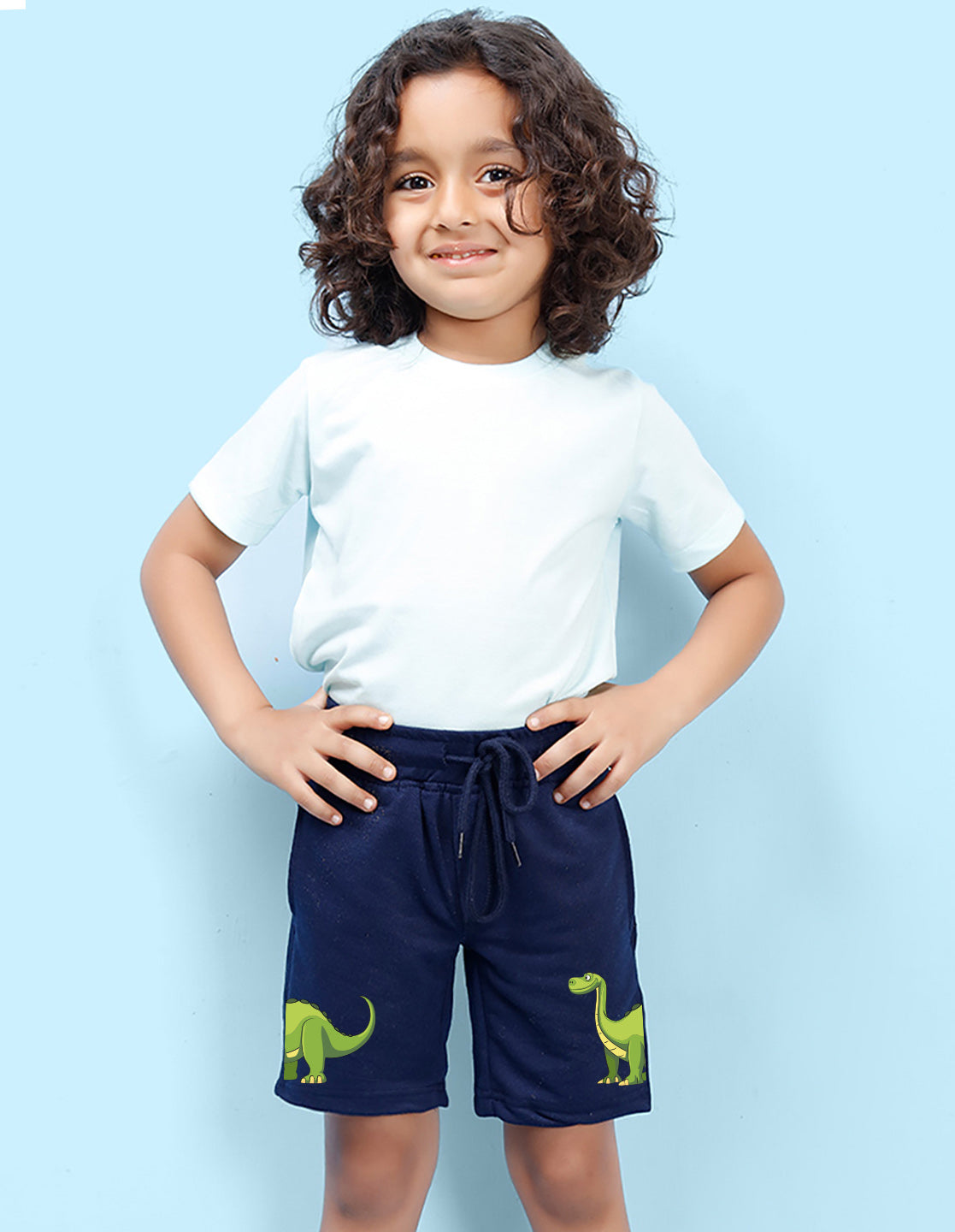 Nusyl Boys Navy Blue Dinosaur Printed Shorts
