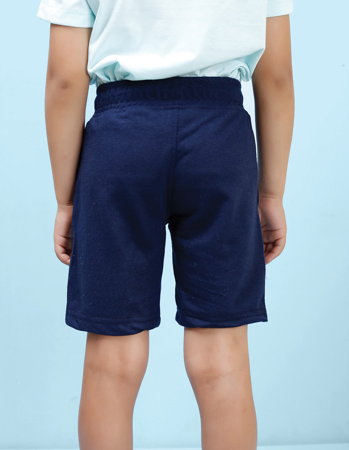 Nusyl Boys Navy Blue Shark Attack Text Printed Shorts