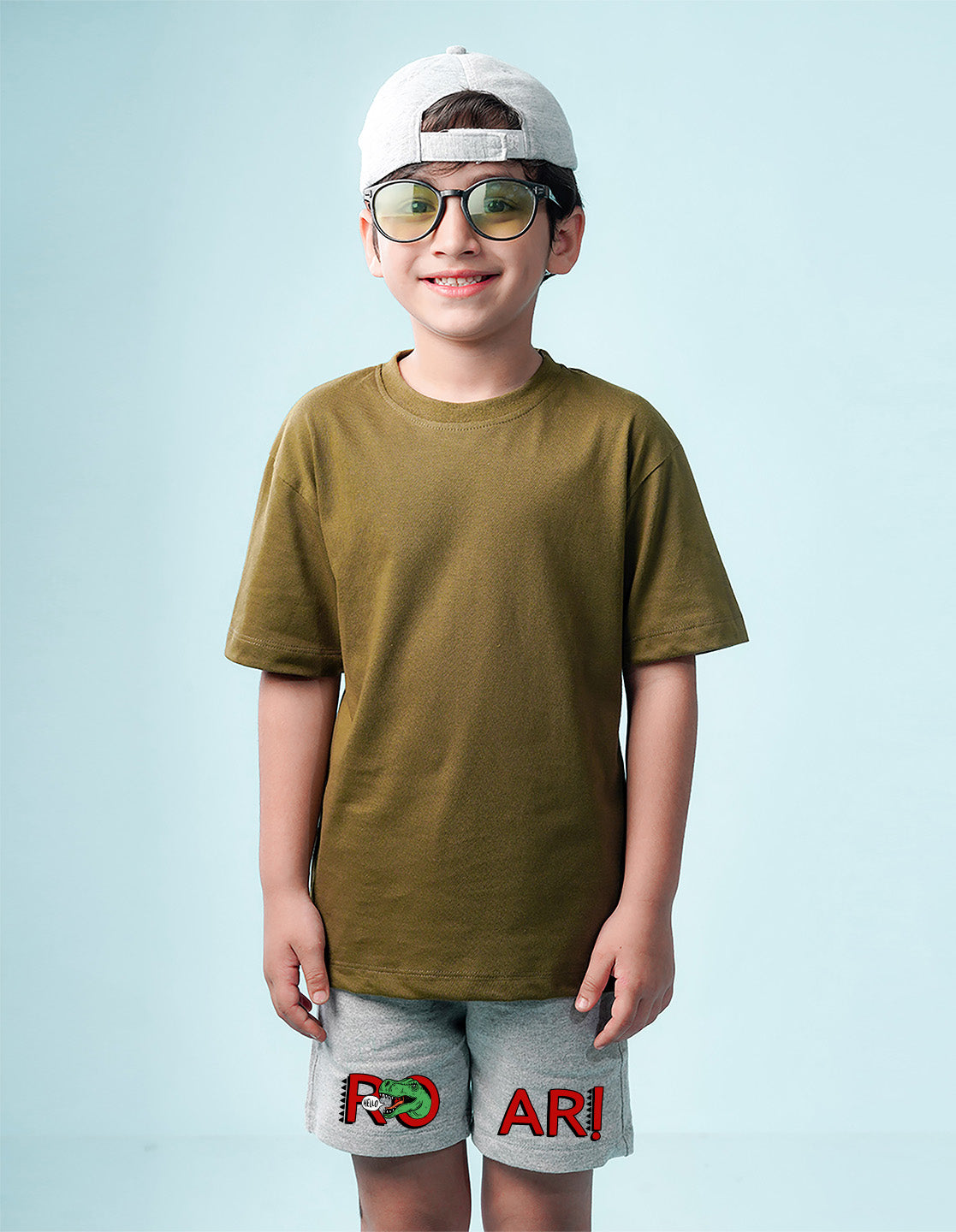 Nusyl Boys Grey Roar Text Printed Shorts