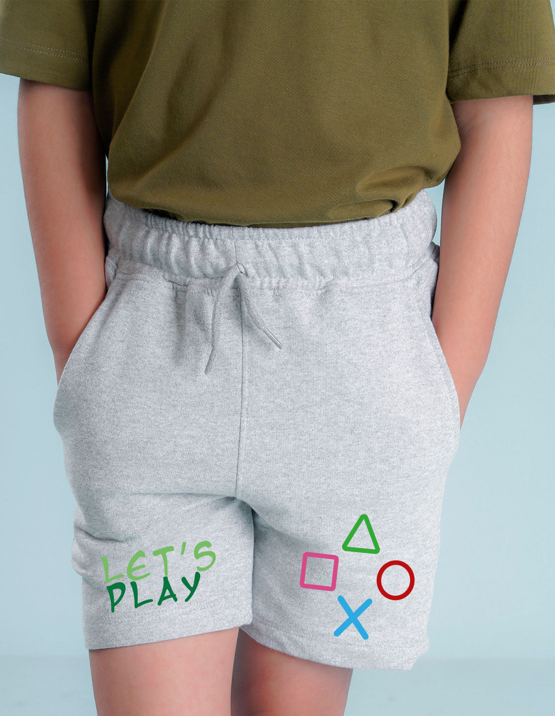 Nusyl Boys Grey Let's Play Text Printed Shorts
