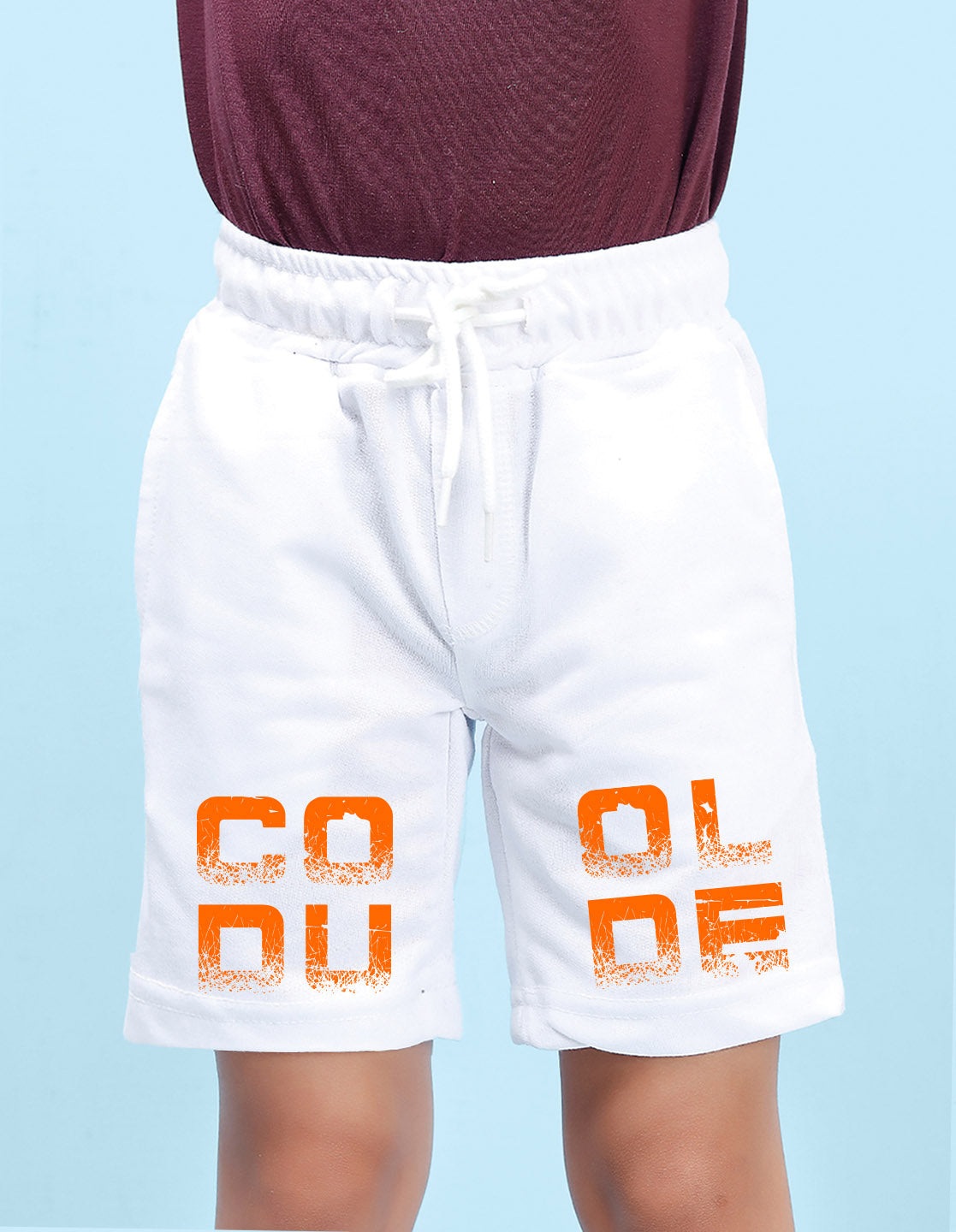 Nusyl Boys White Cool Dude Text Printed Shorts