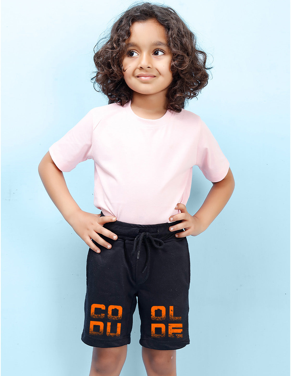 Nusyl Boys Black Cool Dude Text Printed Shorts