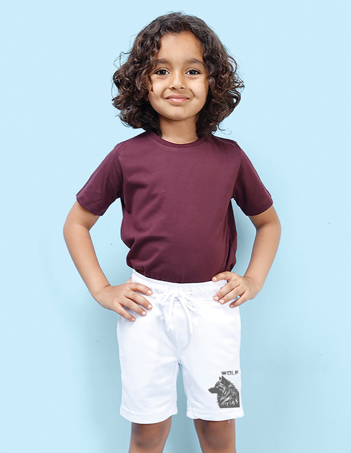 Nusyl Boys White Wolf Printed Shorts