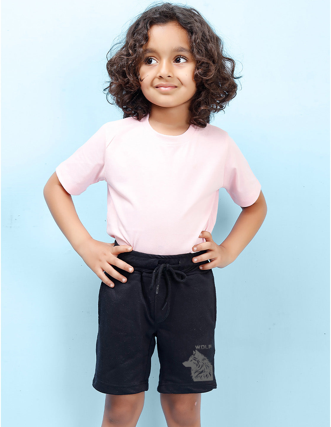 Nusyl Boys Black Wolf Printed Shorts