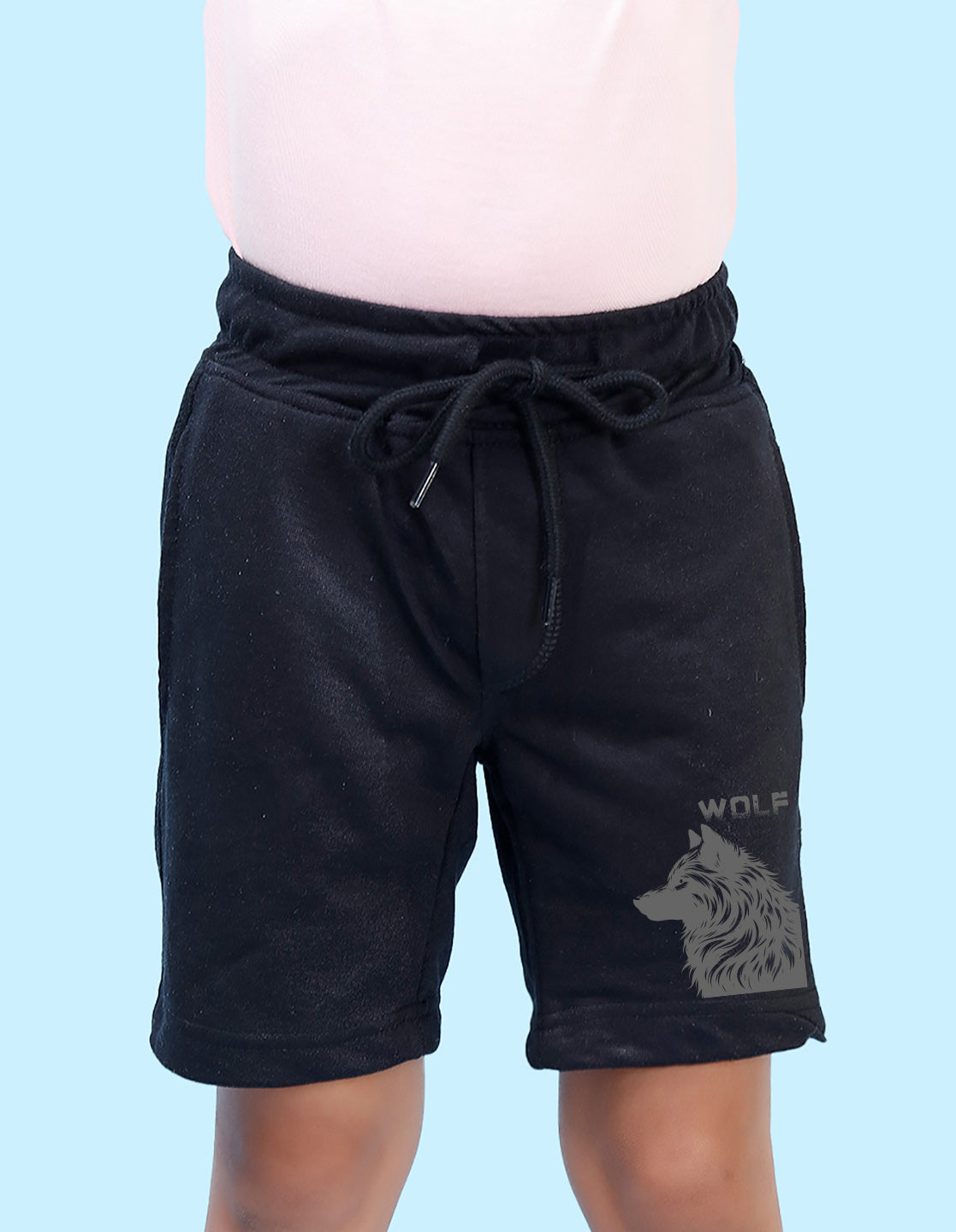 Nusyl Boys Black Wolf Printed Shorts