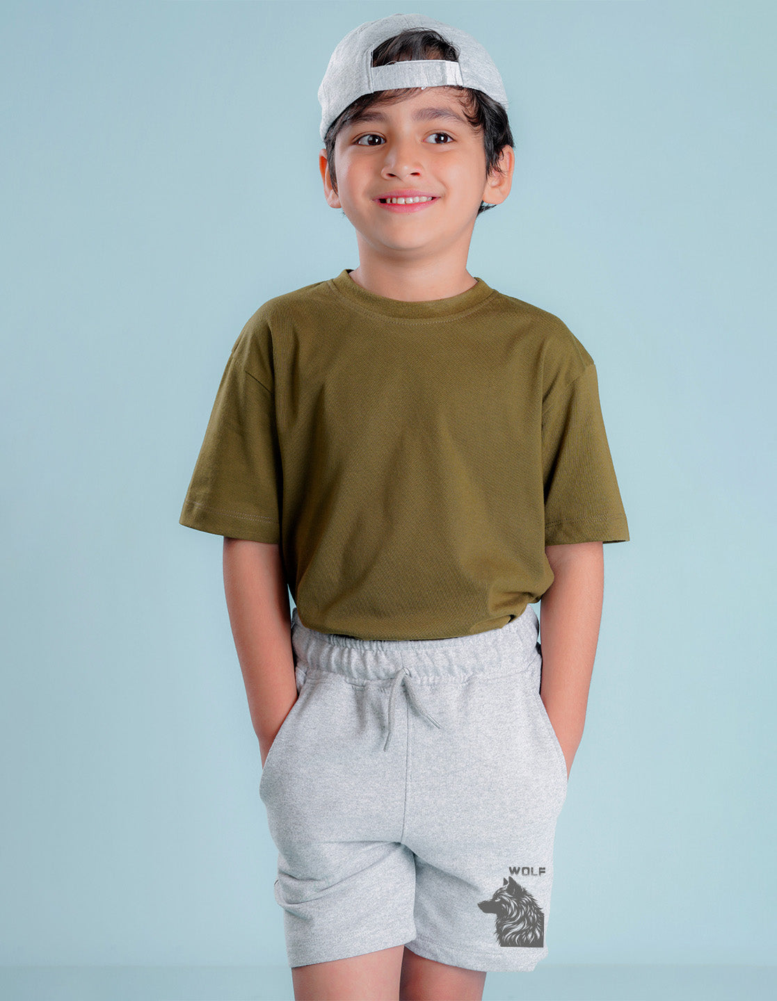 Nusyl Boys Grey Wolf Printed Shorts