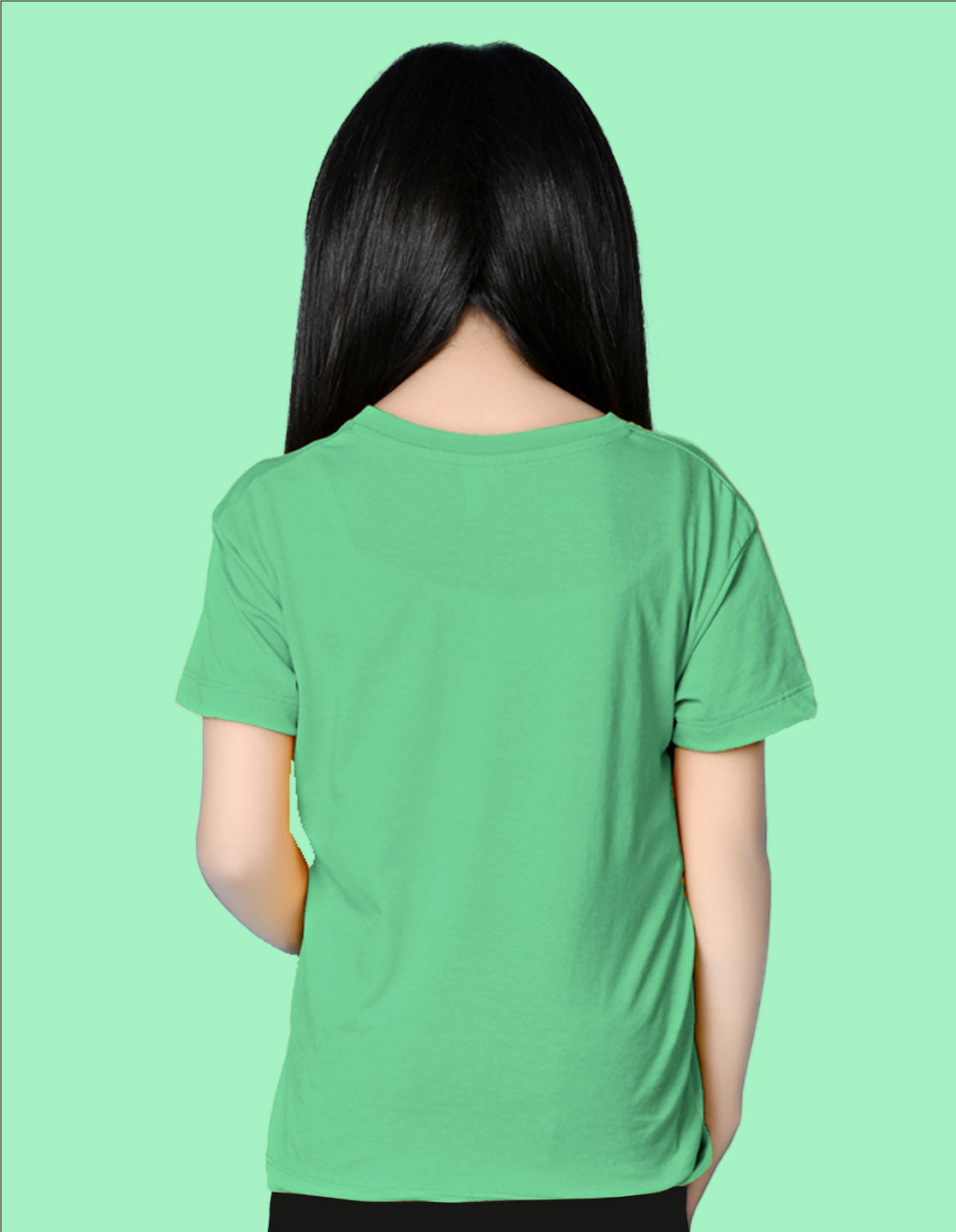 Nusyl Girls Green Girl Awesome Text Printed Short sleeve Cotton Blend Oversized T-shirts