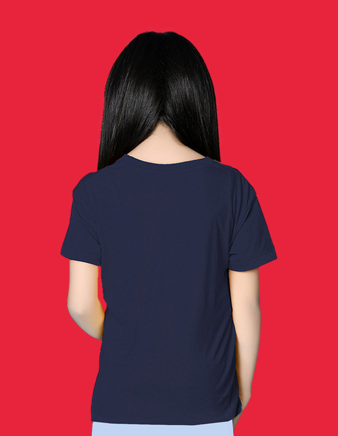 Nusyl Girls Navy Blue Cute Bears Text Printed Short sleeve Cotton Blend Oversized T-shirts
