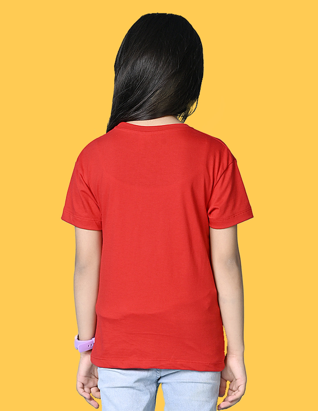 Nusyl Girls Red Cute Bears Text Printed Short sleeve Cotton Blend Oversized T-shirts