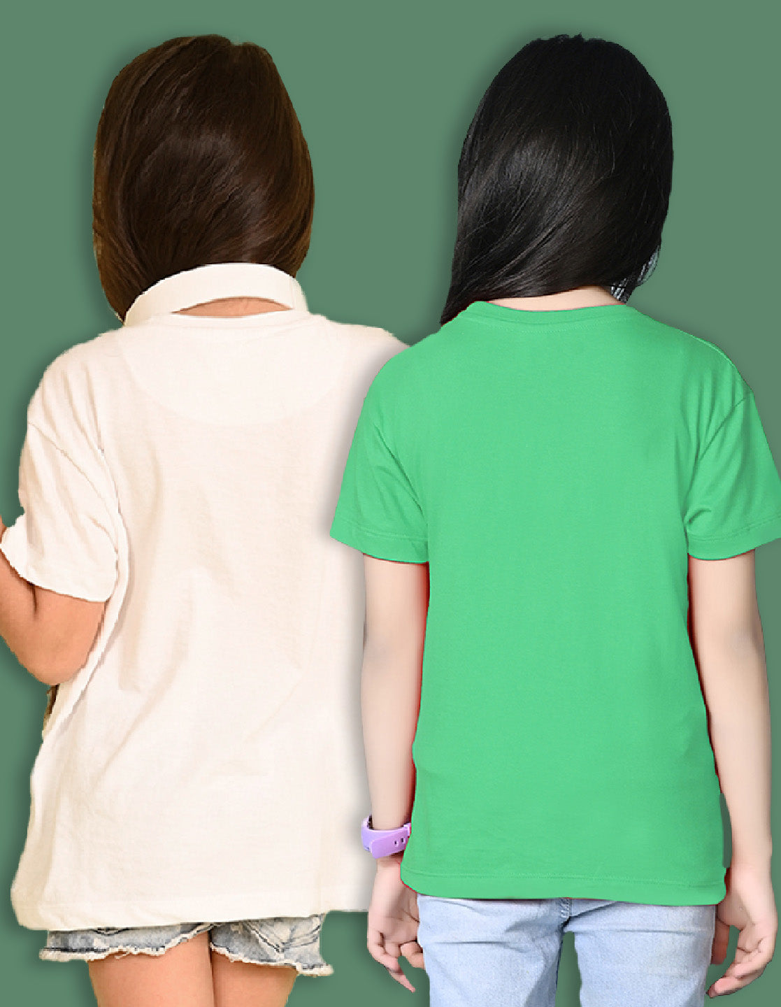 NUSYL Girls Solid Cotton Blend Round Neck Oversized T-Shirt - Pack of 2