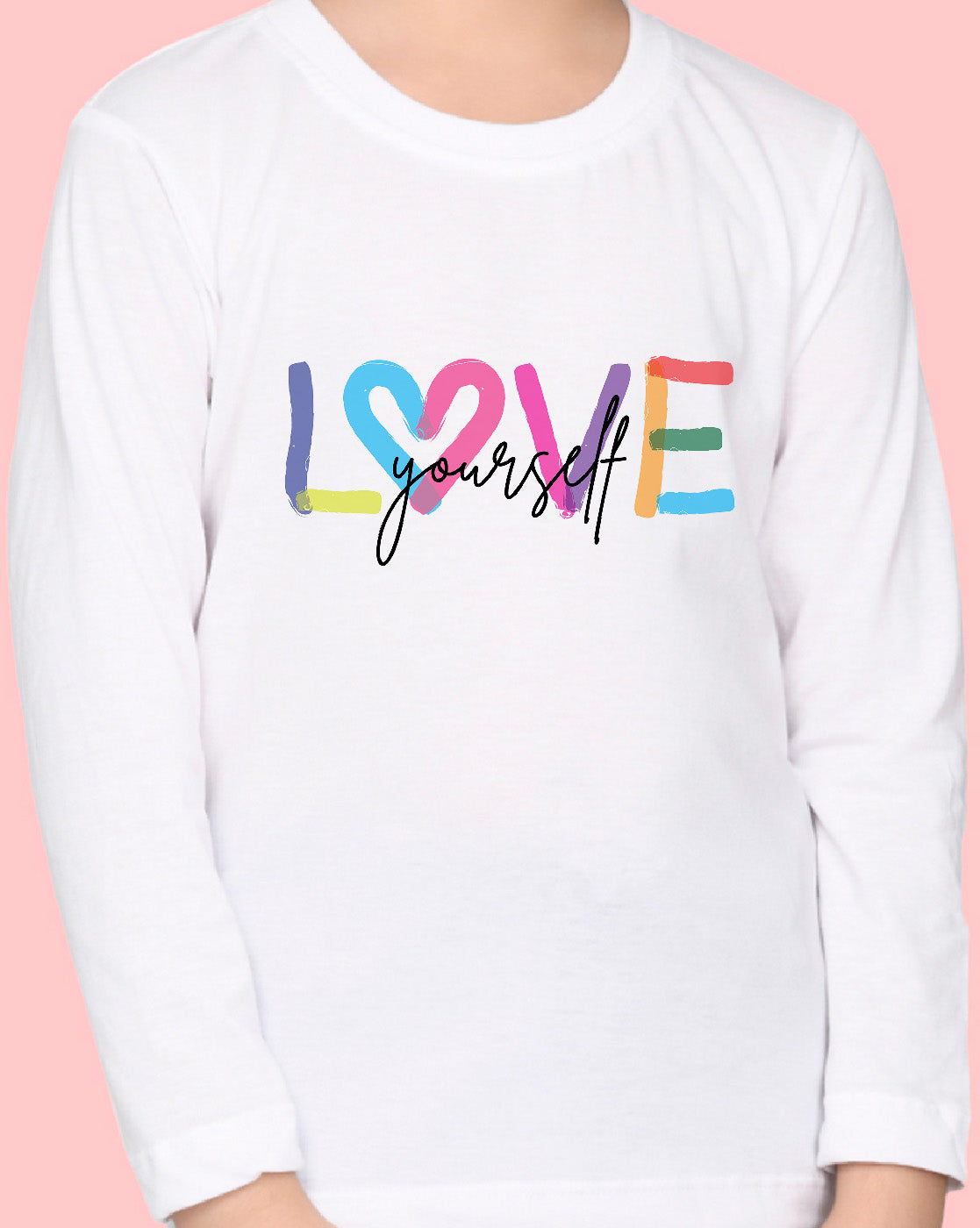 Nusyl Girls White Love Printed Full Sleeve T-shirt