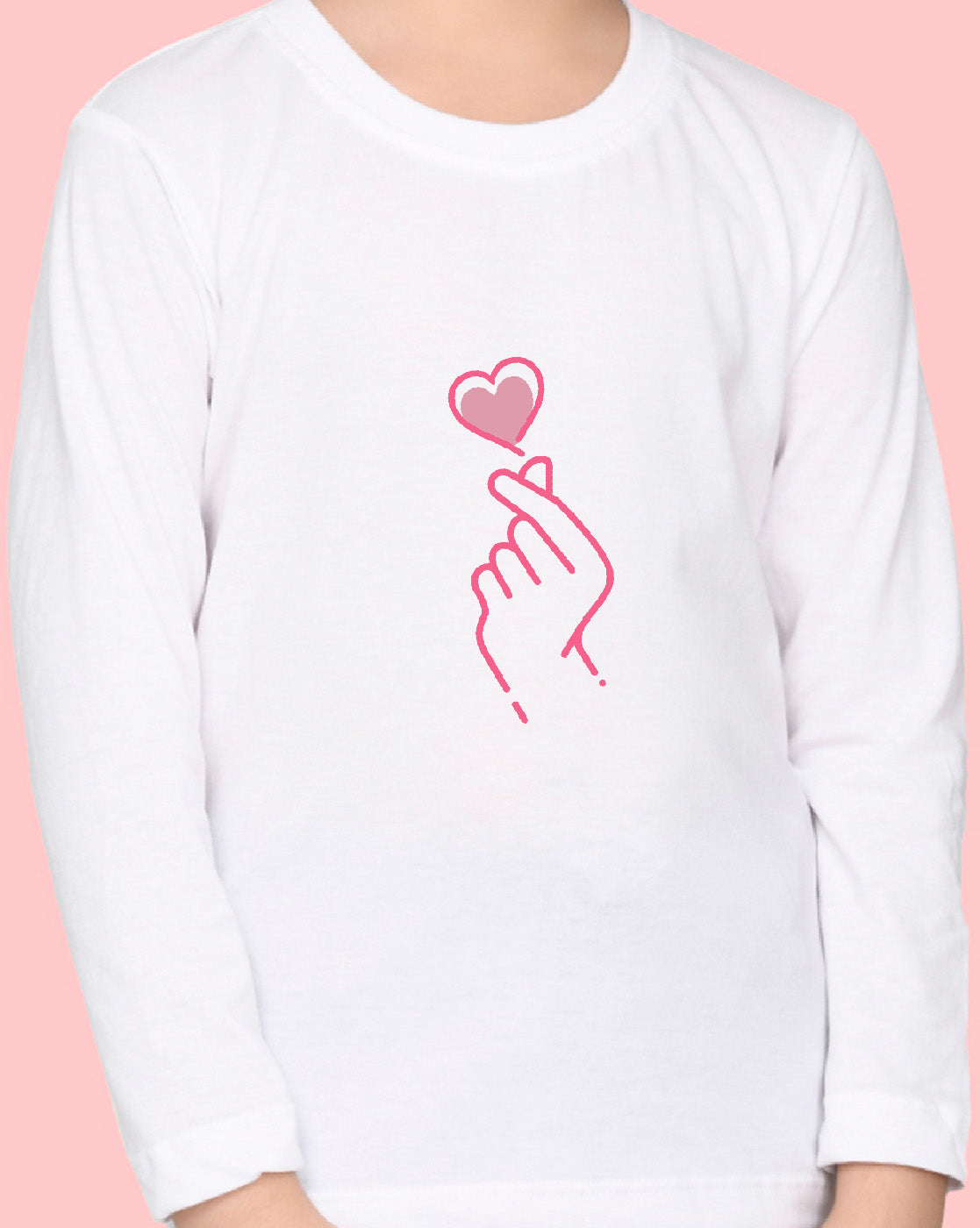 Nusyl Girls White Heart Printed Full Sleeve T-shirt