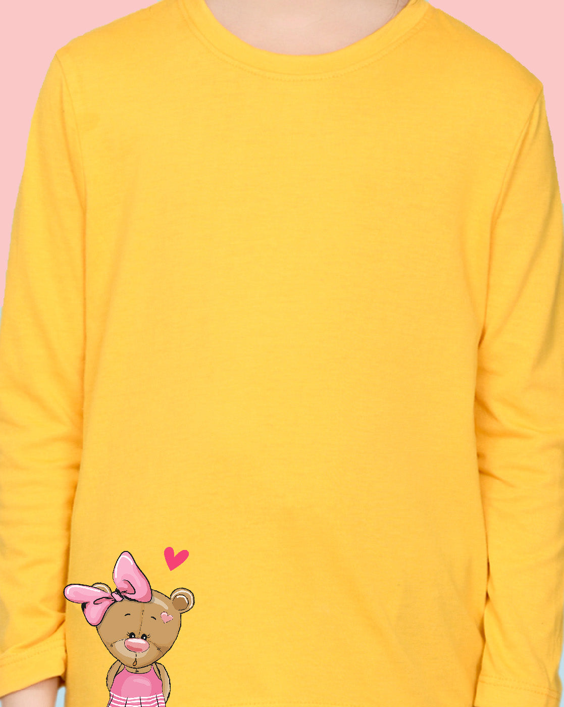Nusyl Girls Yellow Teddy Bear printed Full Sleeve T-shirt