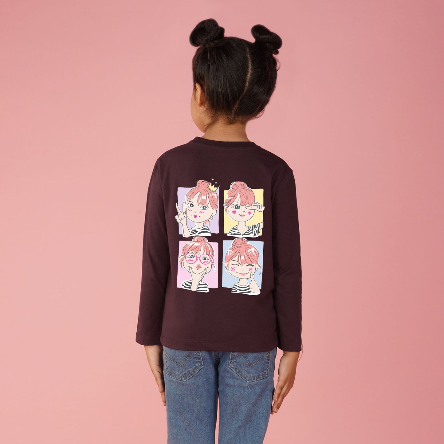 Nusyl Girls maroon Selfie Printed T-Shirt