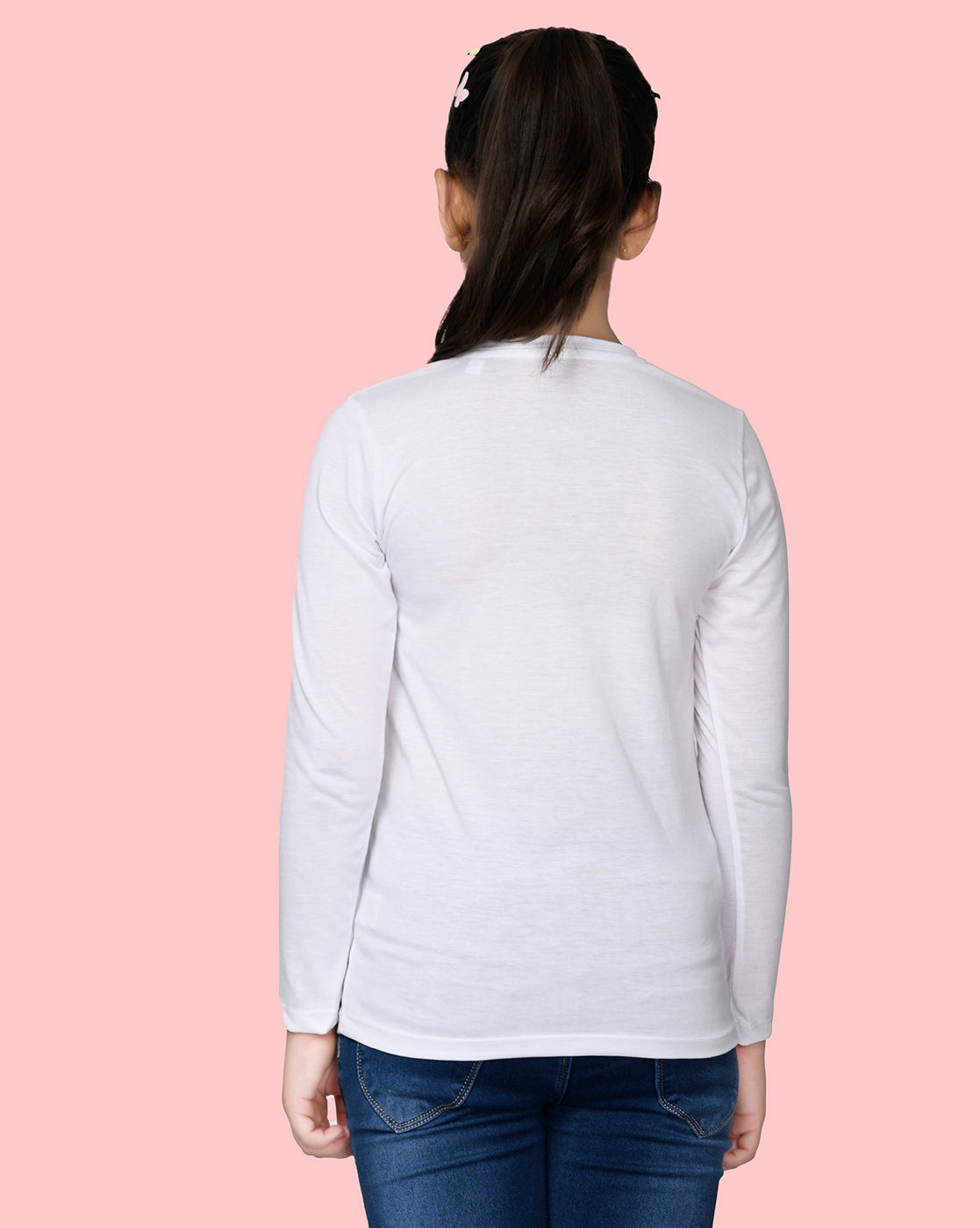 Nusyl Girls White Teddy Bear Printed Full Sleeve T-shirt