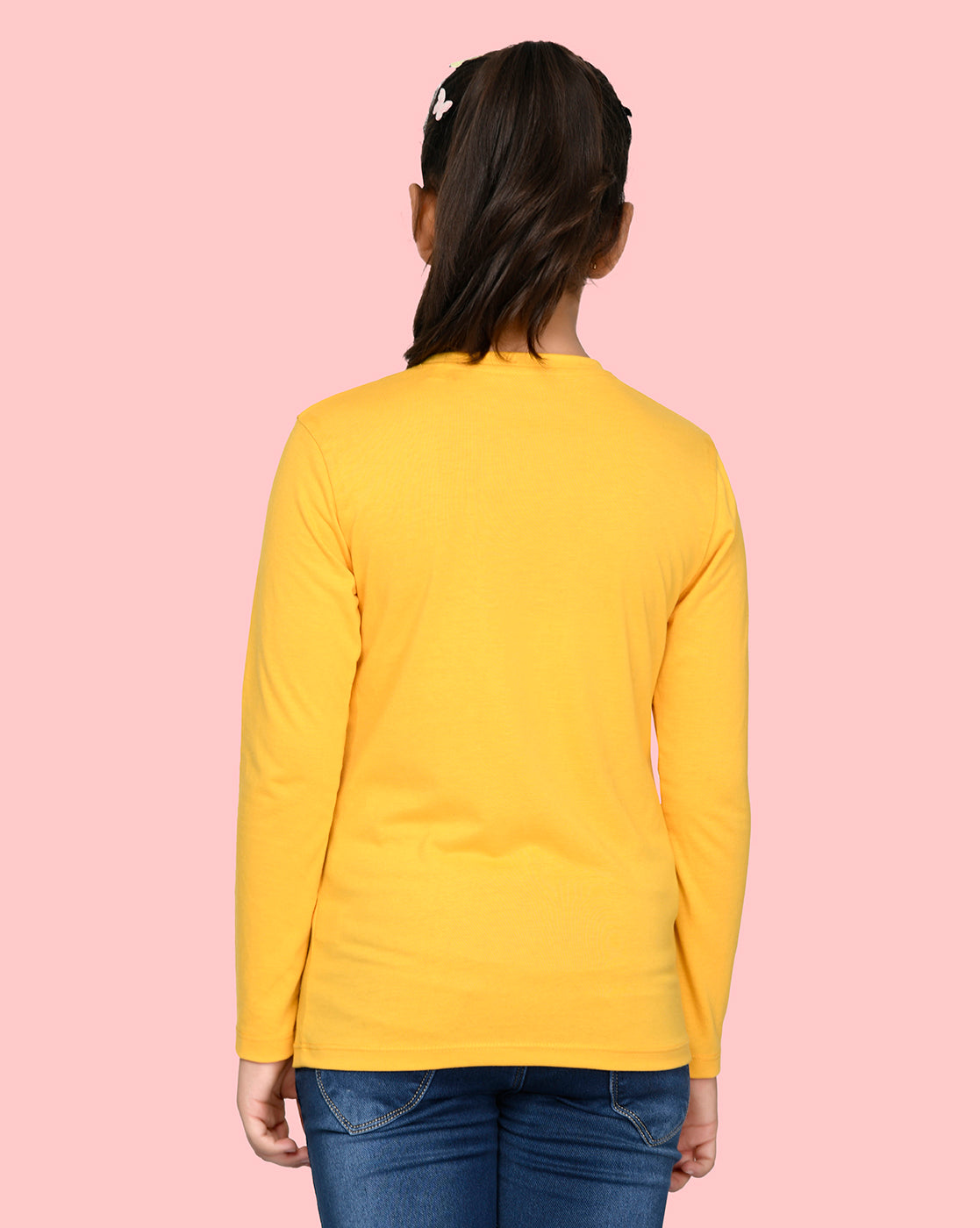Nusyl Girls Yellow Teddy Bear Printed Full Sleeve T-shirt