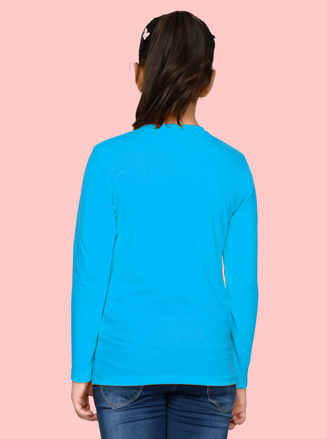 Nusyl Girls Sky Blue Teddy Bear Printed Full Sleeve T-shirt