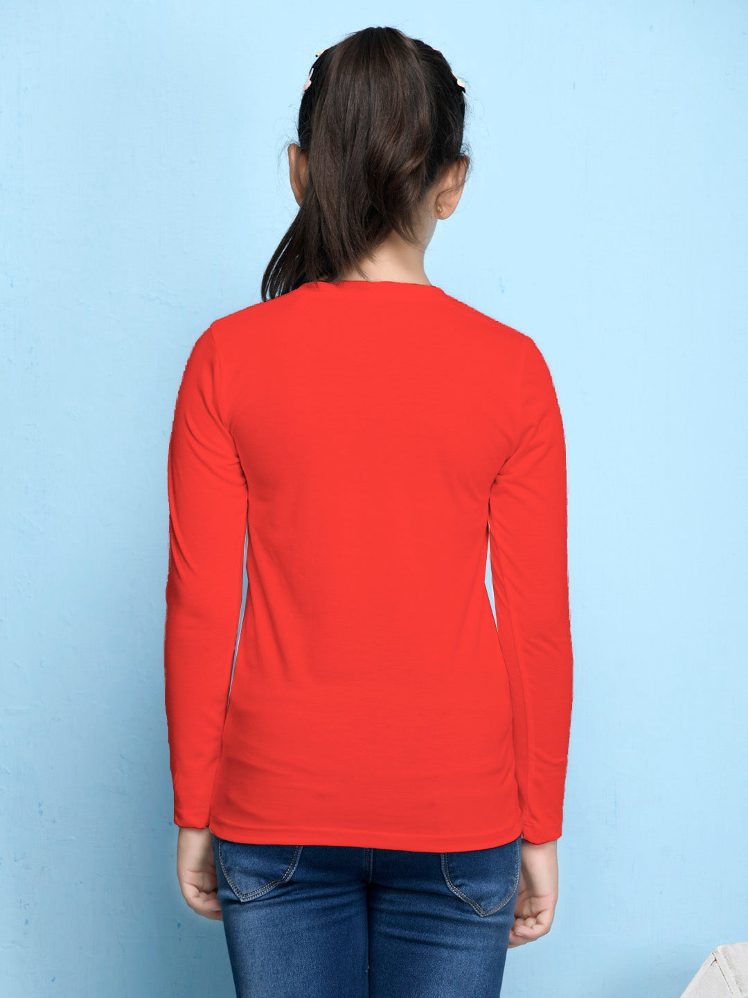 Red Text Printed Girls T-shirt