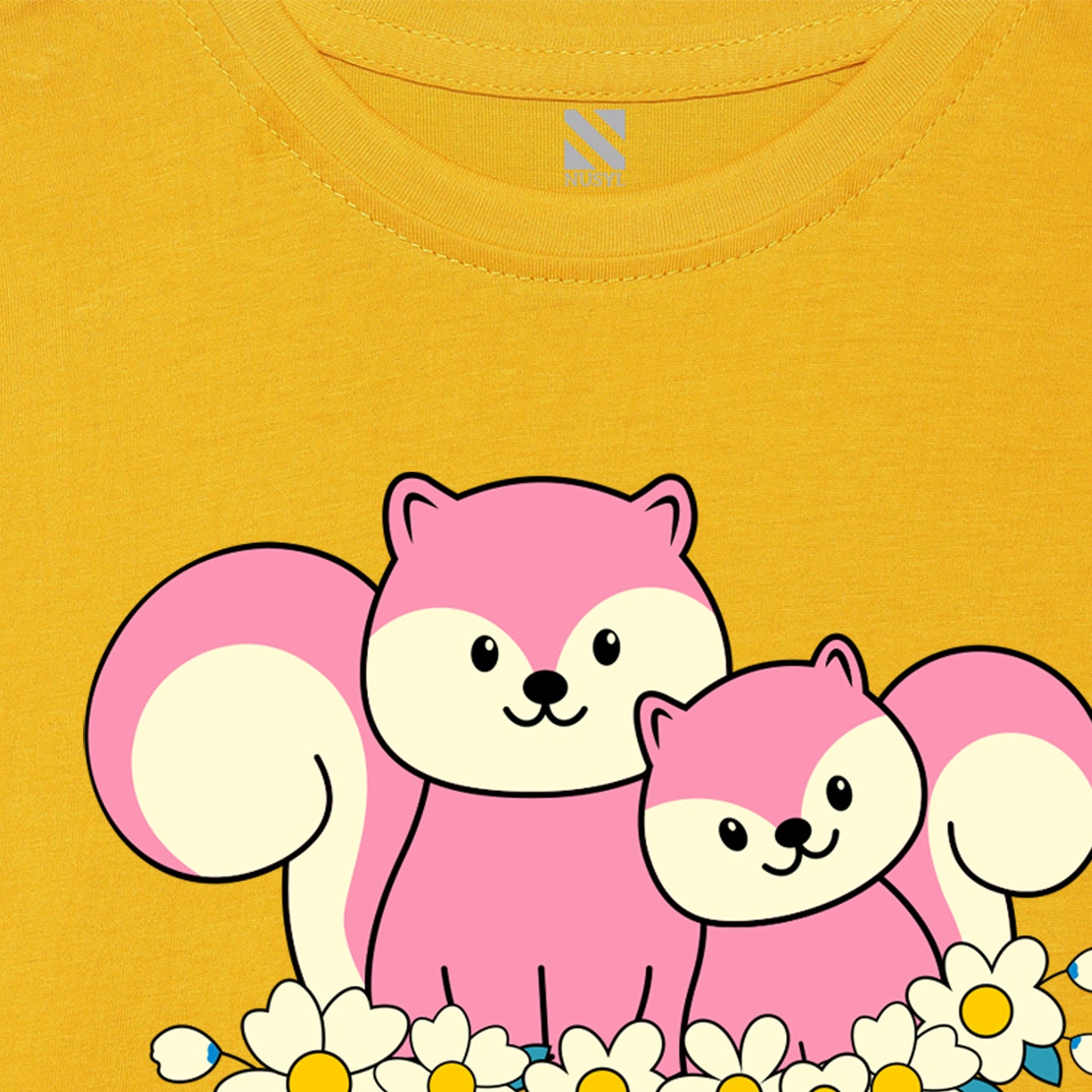 Yellow Animal Printed Girls T-shirt