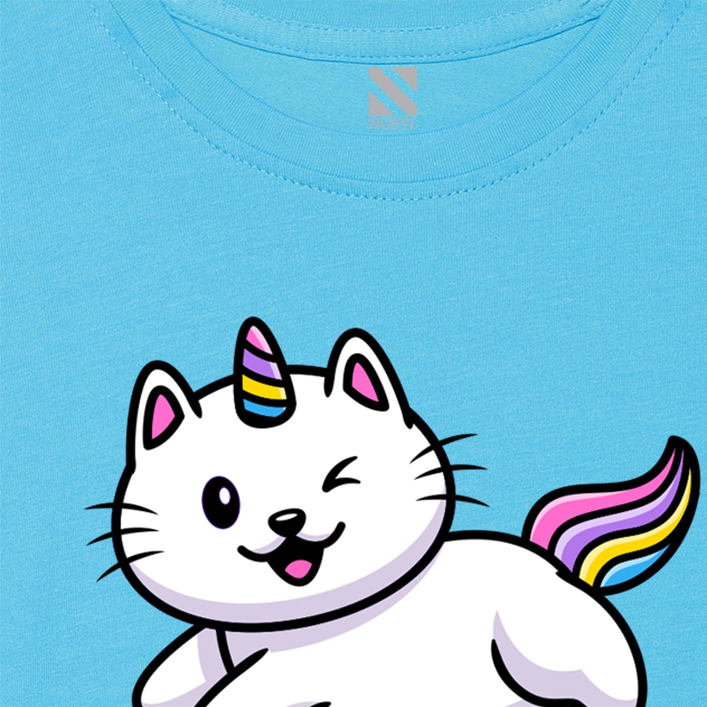 Sky Blue Animal Printed Girls T-shirt