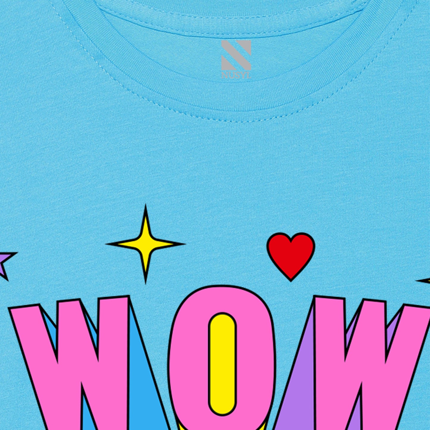 Sky Blue Text Printed Girls T-shirt