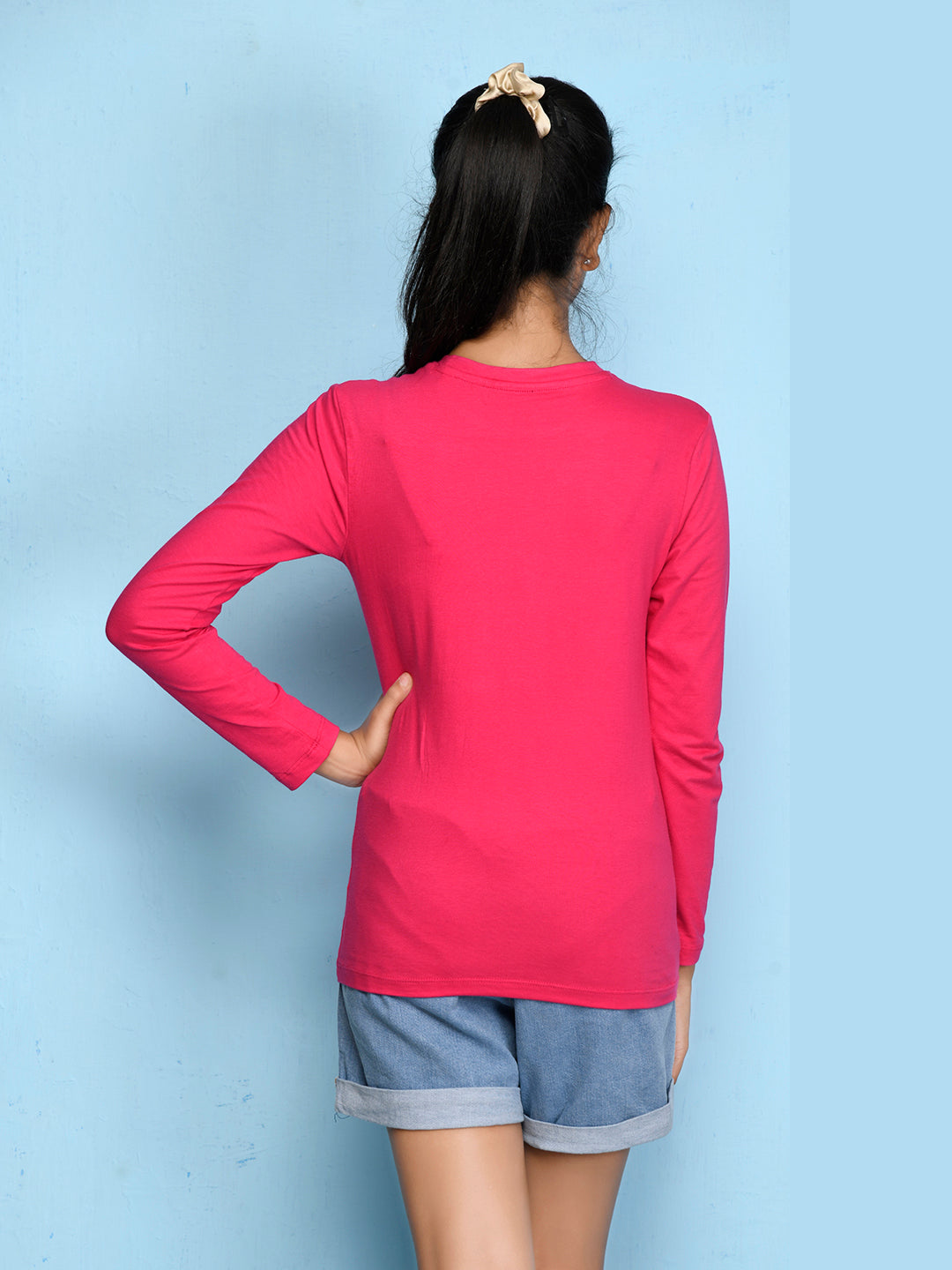 Hot Pink Cartoon Printed Girls T-shirt