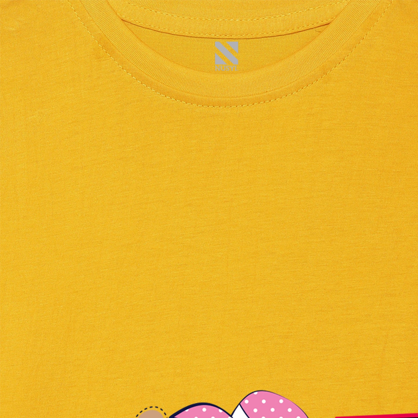 Yellow Cartoon Printed Girls T-shirt