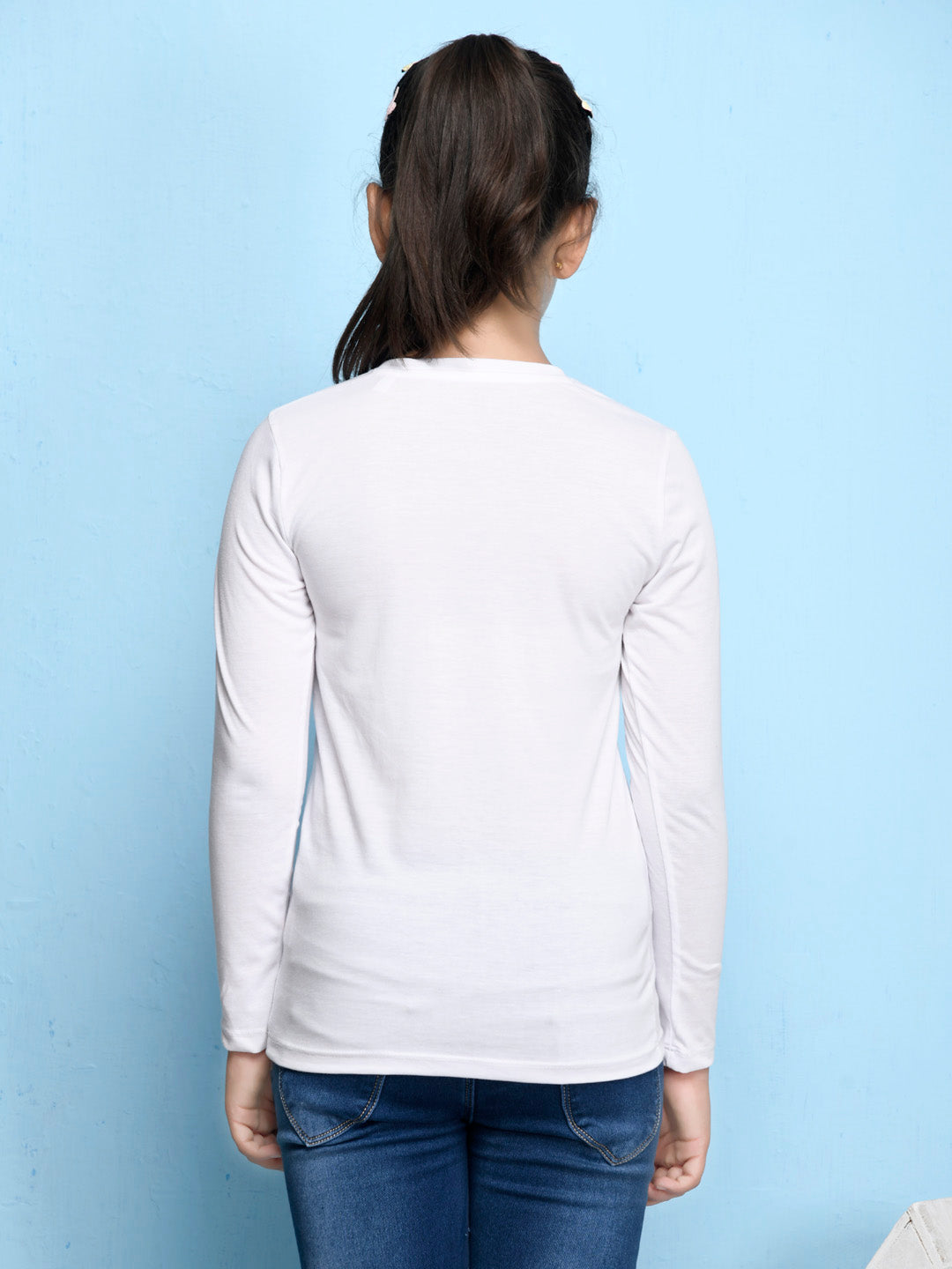 White Text Printed Girls T-shirt