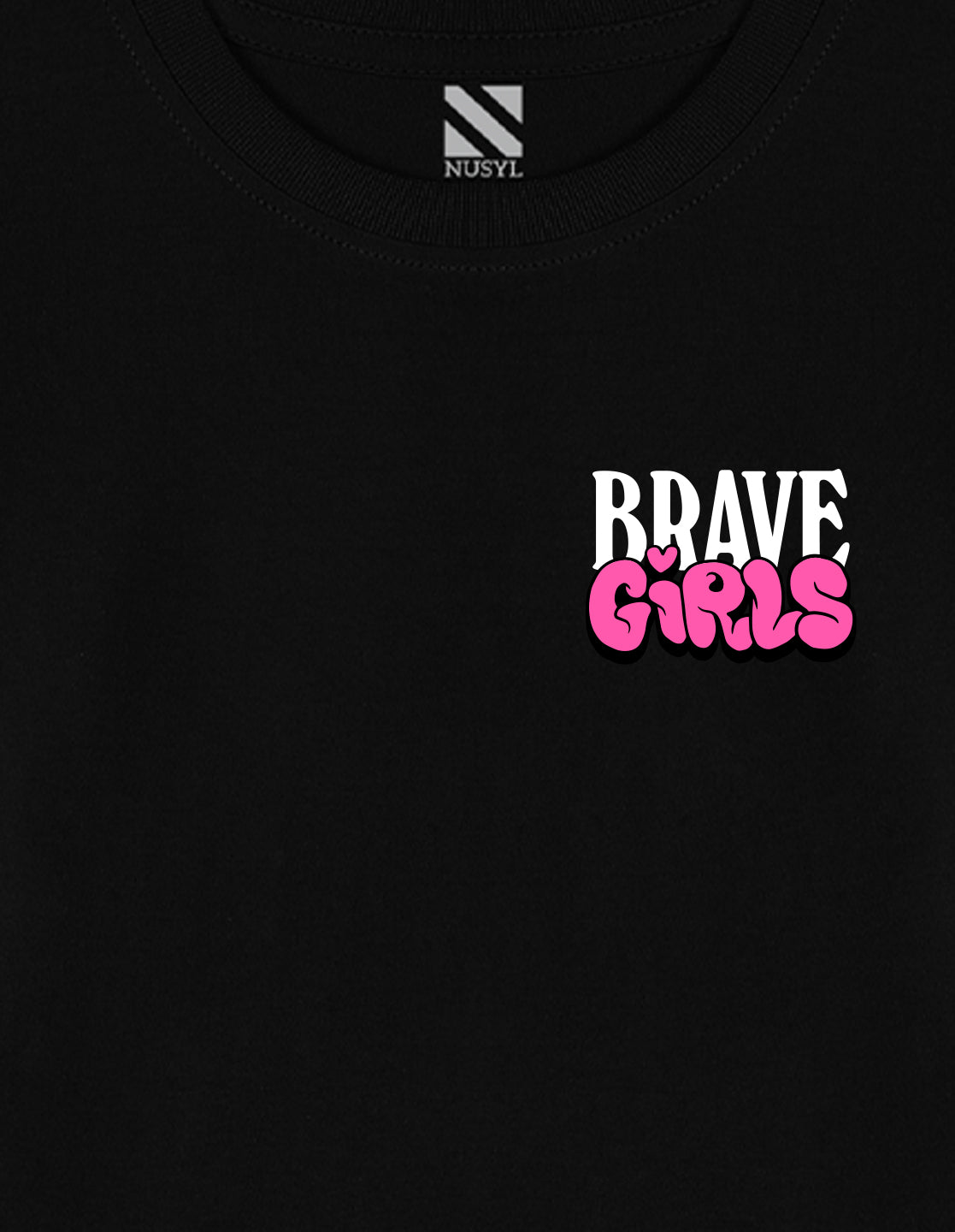 NUSYL Cotton blend full sleeves Brave Girls text Printed Tee-Black