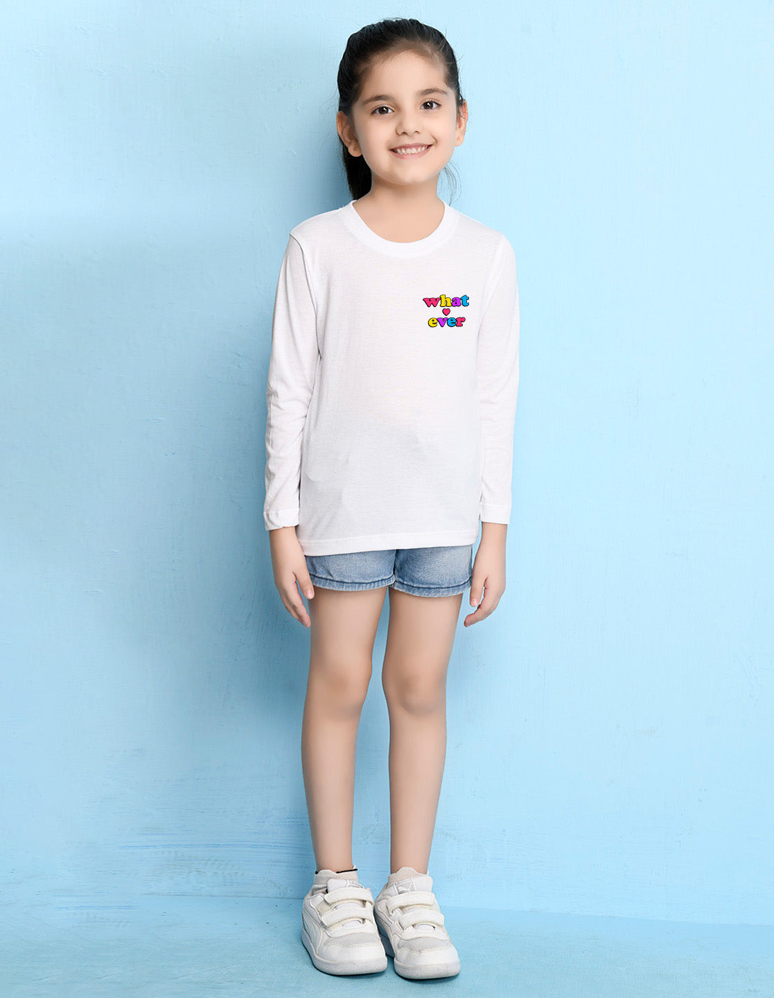 NUSYL Cotton blend full sleeves Whatever text Printed Tee-White