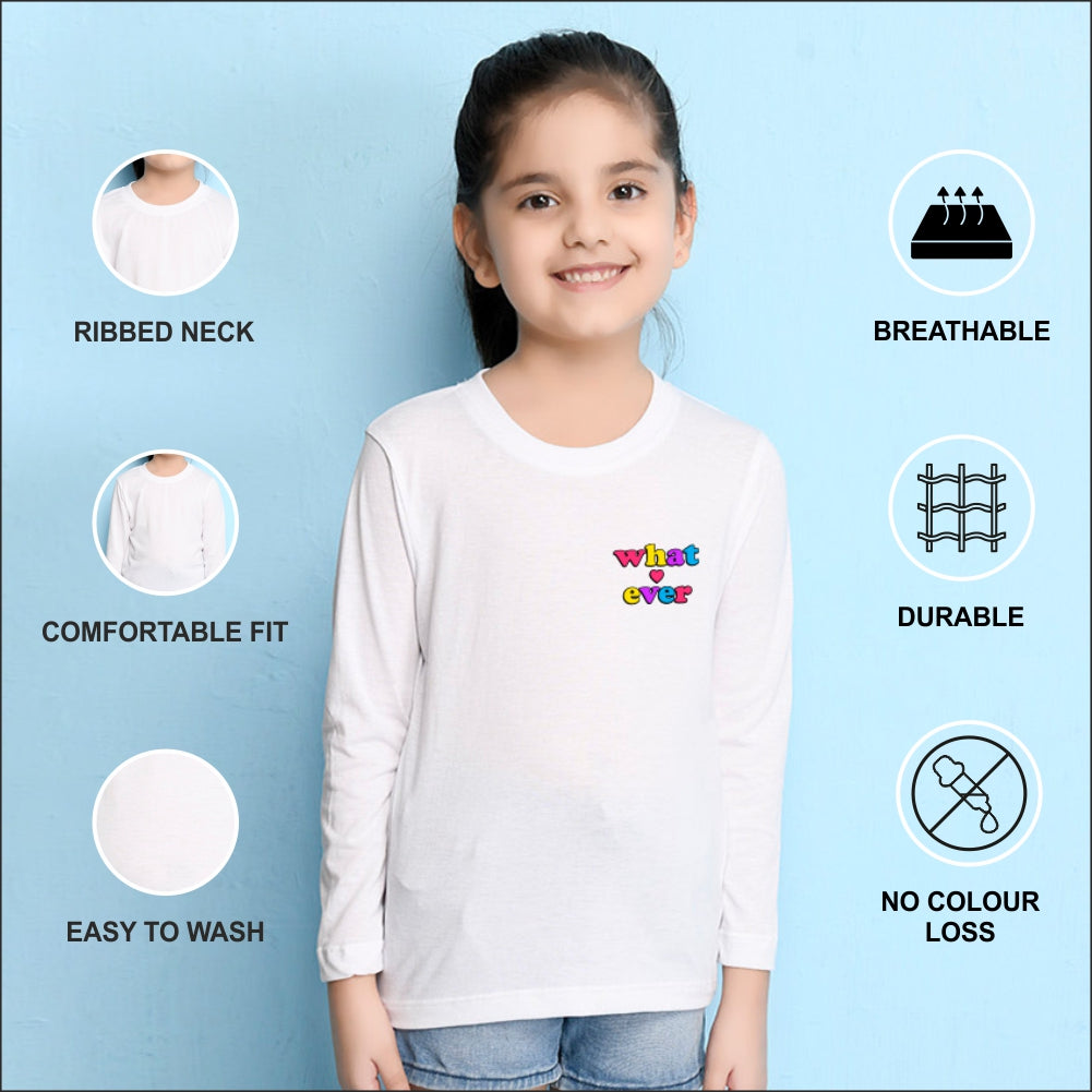 NUSYL Cotton blend full sleeves Whatever text Printed Tee-White