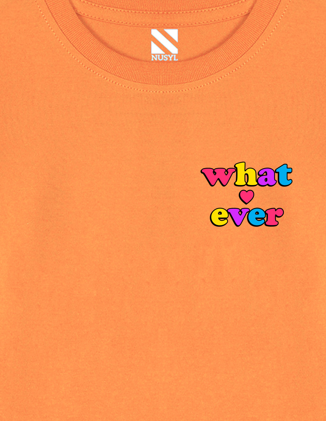 NUSYL Cotton blend full sleeves Whatever text Printed Tee-Orange