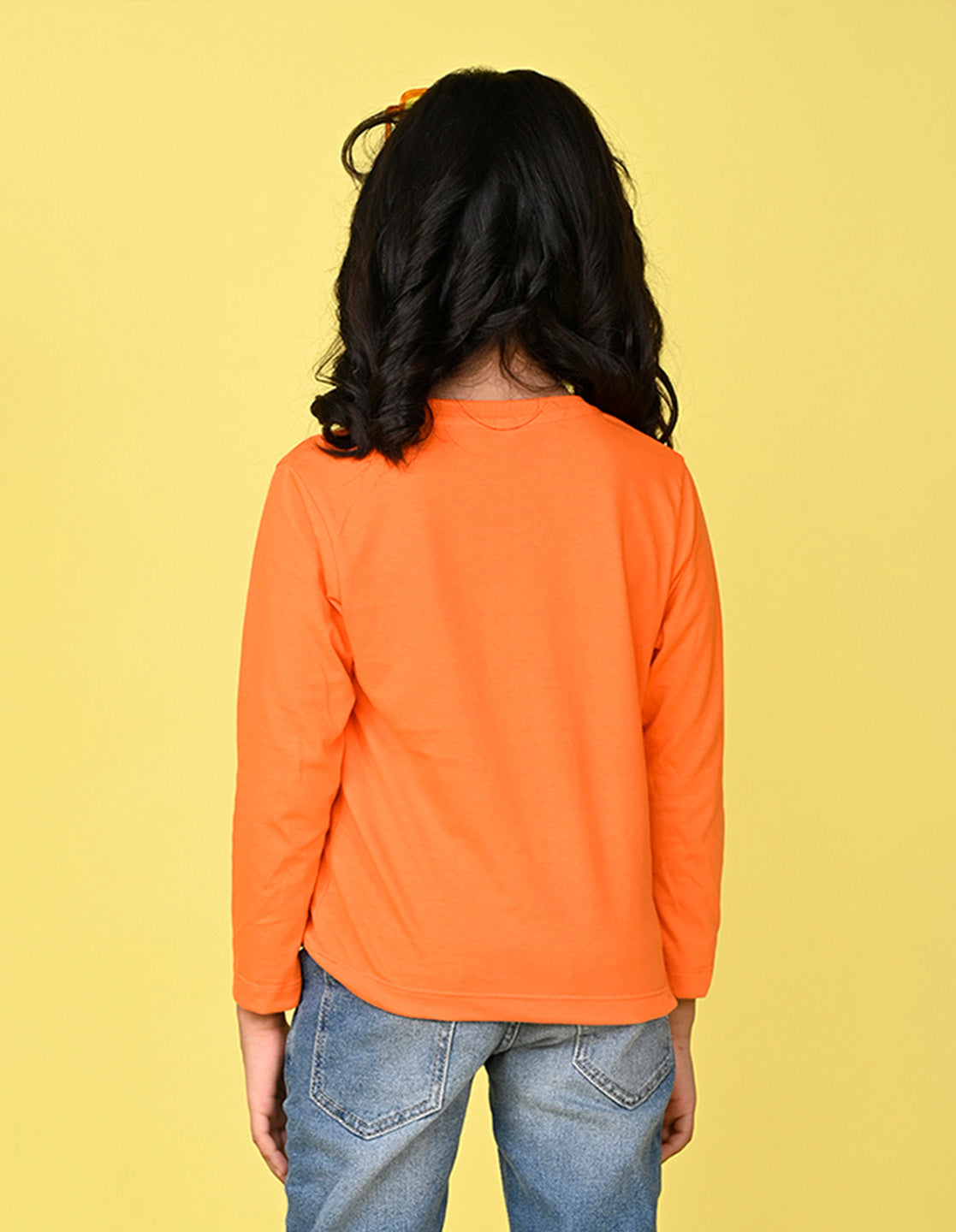 NUSYL Cotton blend full sleeves Magic text Printed Tee-Orange