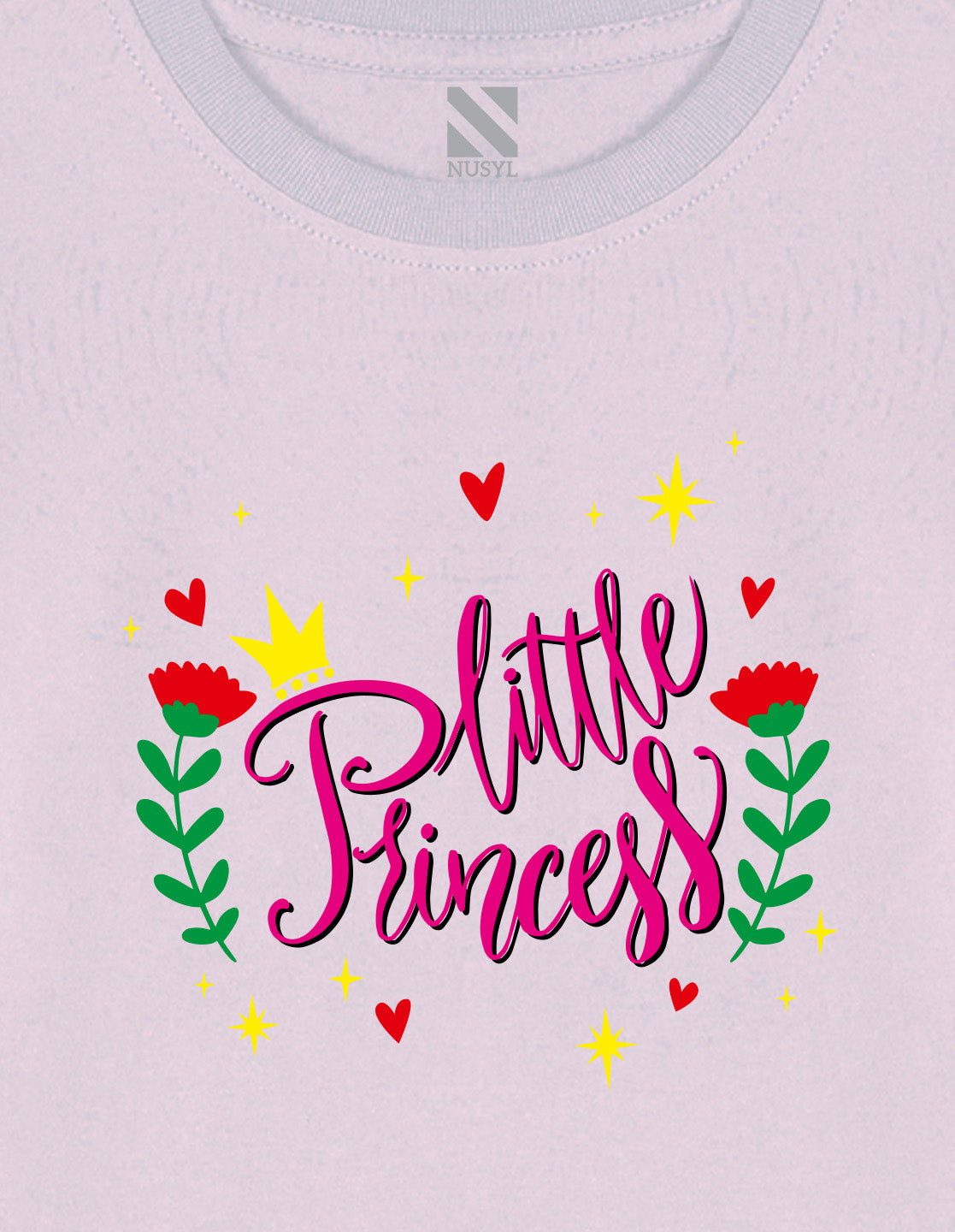 NUSYL Cotton blend full sleeves Flower & little princess text Printed Tee-Lilac