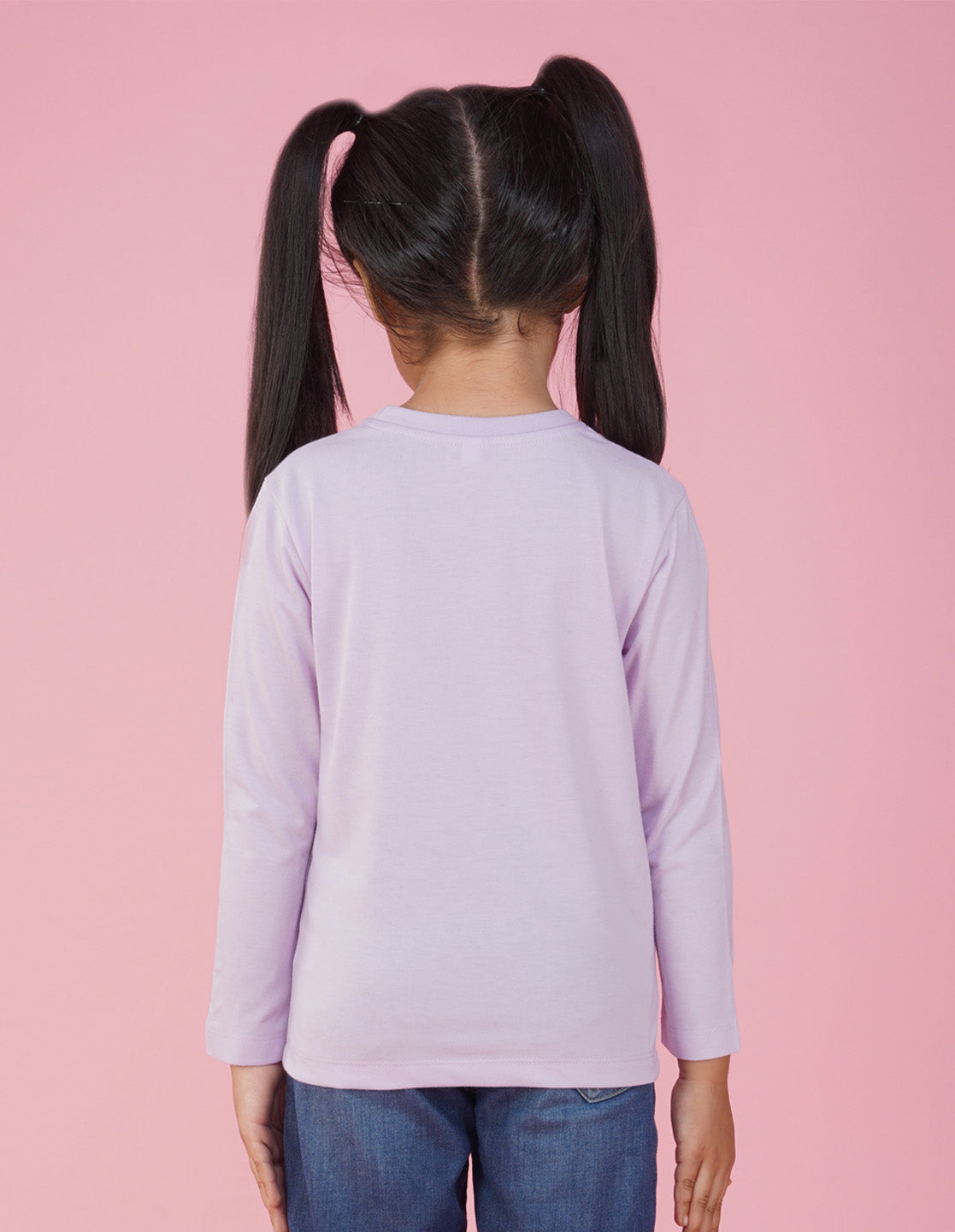 NUSYL Cotton blend full sleeves Flower & little princess text Printed Tee-Lilac