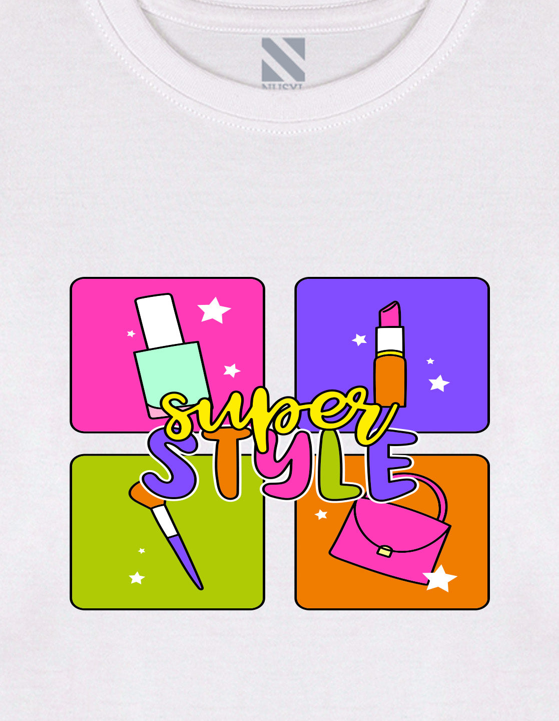 NUSYL Cotton blend full sleeves Super style text Printed Tee-White