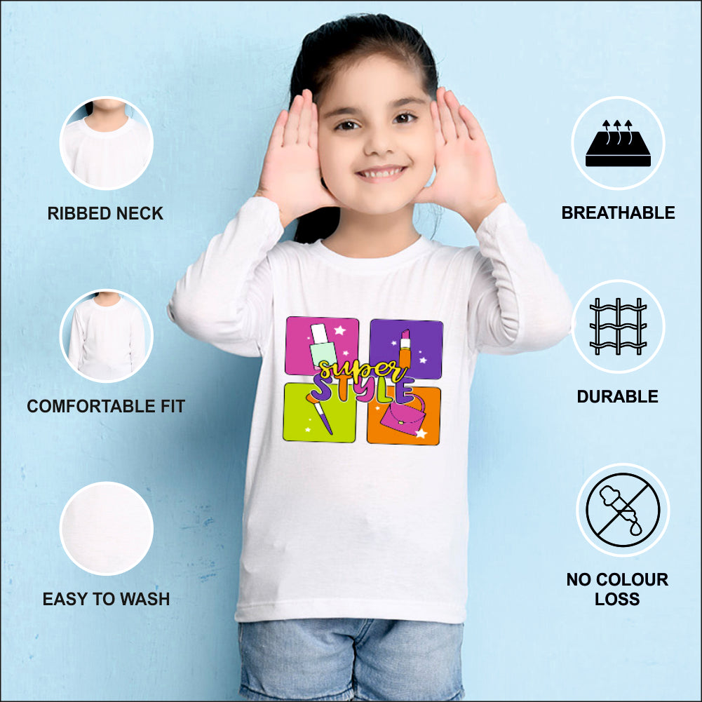 NUSYL Cotton blend full sleeves Super style text Printed Tee-White