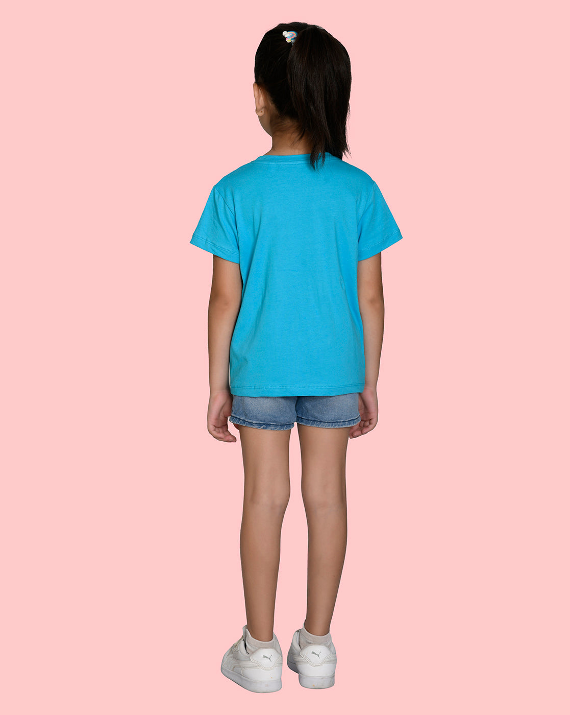 NUSYL Girls Half Sleeves Blue Pretty girl printed T-shirt