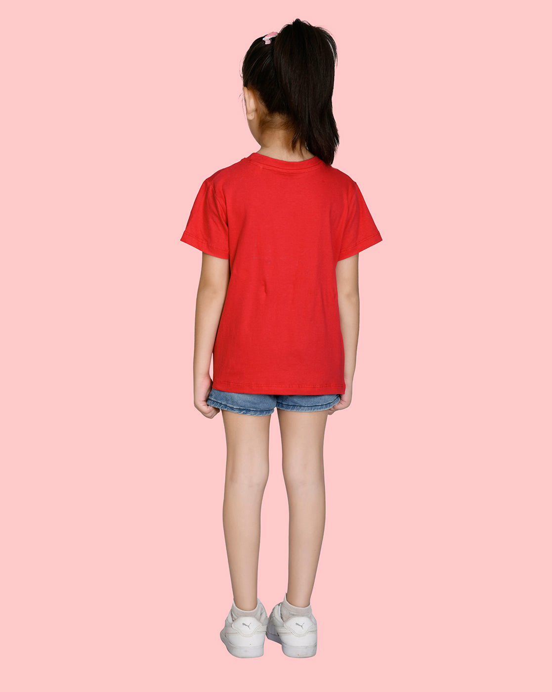 NUSYL Girls Half Sleeves Red Cat printed T-shirt