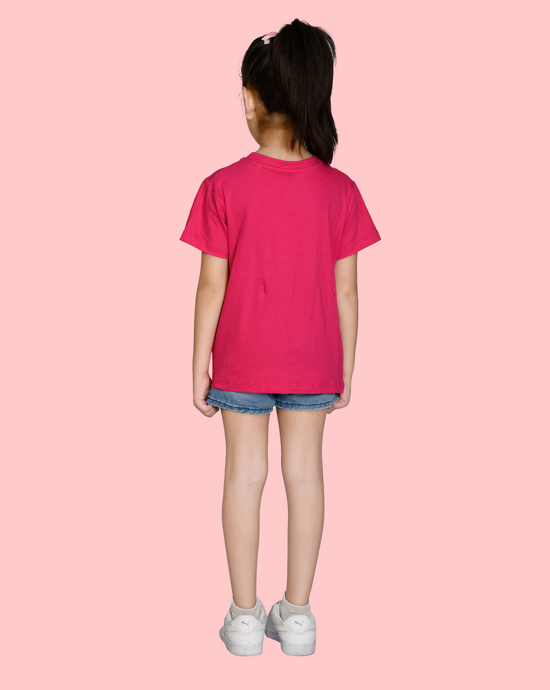 NUSYL Girls Half Sleeves Pink Teddy bear printed T-shirt
