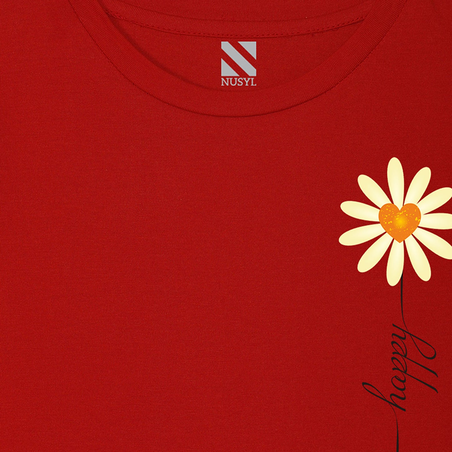 NUSYL Girls Half Sleeves Red Sun flower printed T-shirt