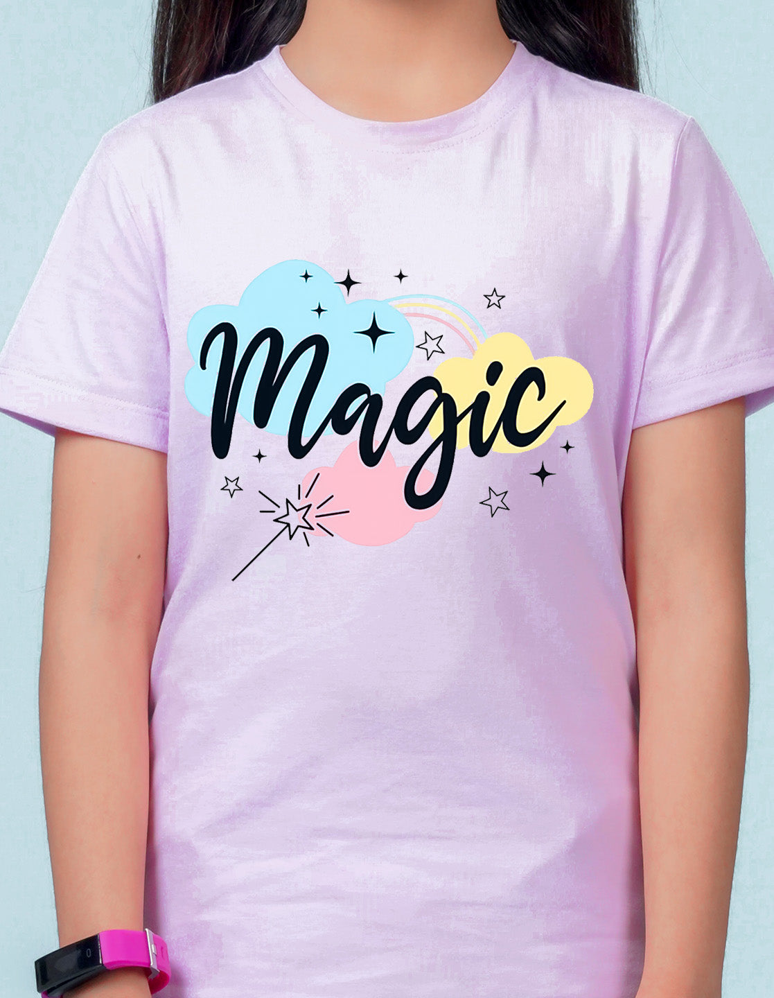 Nusyl Girls Lilac Colour Magic Printed T-Shirt